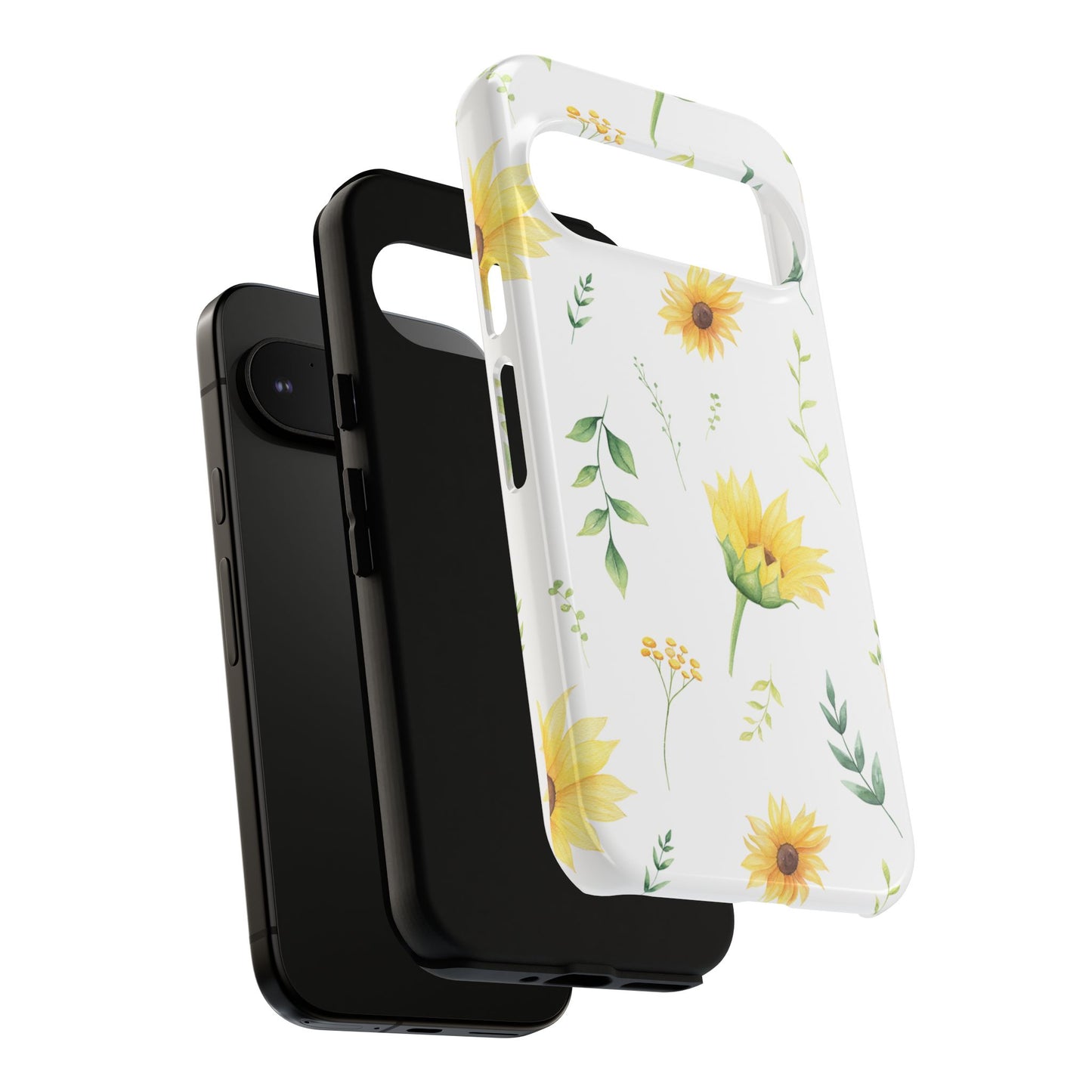 Sunflower Floral Tough Phone Case - Watercolor Botanical Print, Bright Nature Aesthetic, Compatible with iPhone, Galaxy, and Google Phones