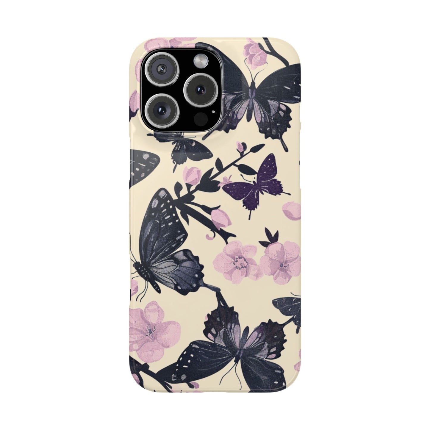 Butterfly Floral Slim Phone Cases, Elegant Butterfly Design, Nature Lover Gift, Phone Accessory, Stylish Cases for Women