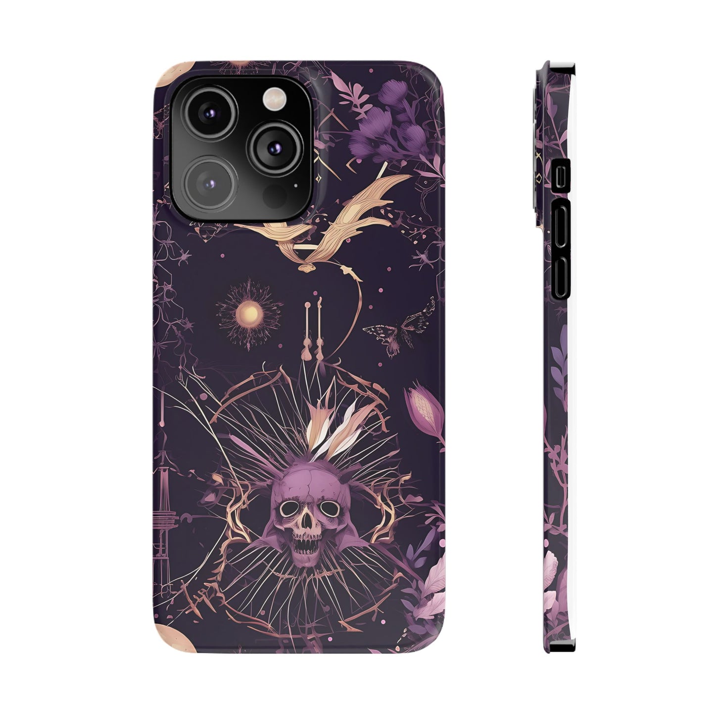 Gothic Floral Slim Phone Cases, Ghostly Style Mobile Cover, Dark Aesthetic Gift, Unique Protective Case, Perfect for Halloween