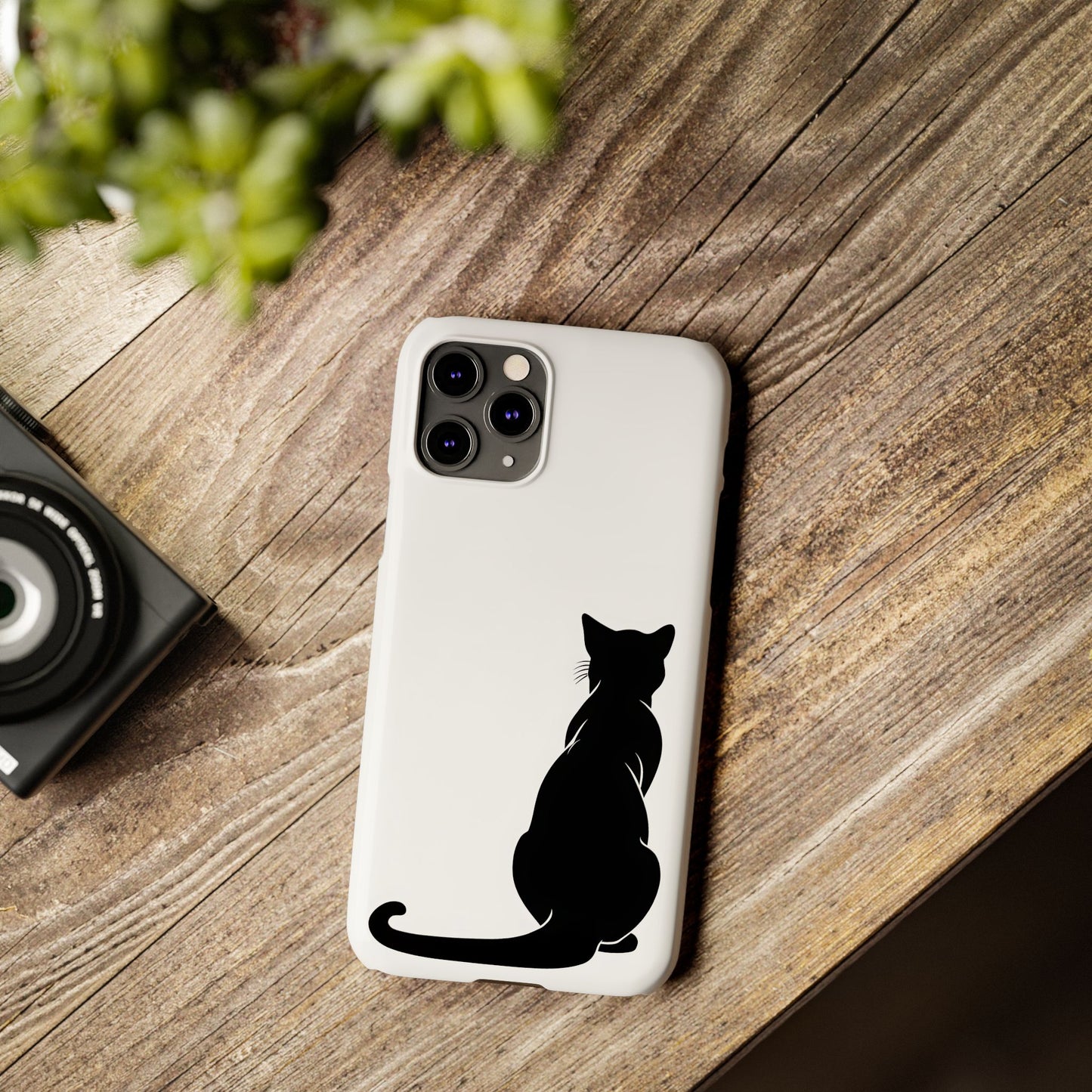 Black Cat Halloween Slim Phone Case Coquette, Creepy Cute Gift for Her, Goth Coquette Spooky Case, Compatible with iPhone, Galaxy, Google