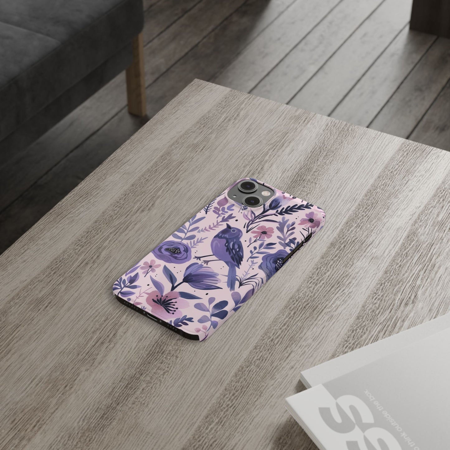 Floral Bird Slim Phone Case, Elegant Phone Cover, Cute Gift for Bird Lovers, Spring Vibes, Nature-Inspired