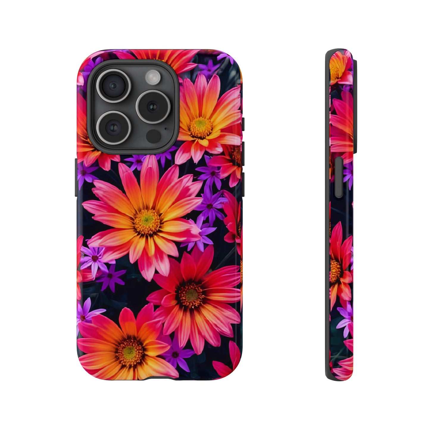 Bold Garden Flower Tough Phone Case - Colorful Floral Print, Bright Botanical Aesthetic, Compatible with iPhone, Galaxy, and Google Phones