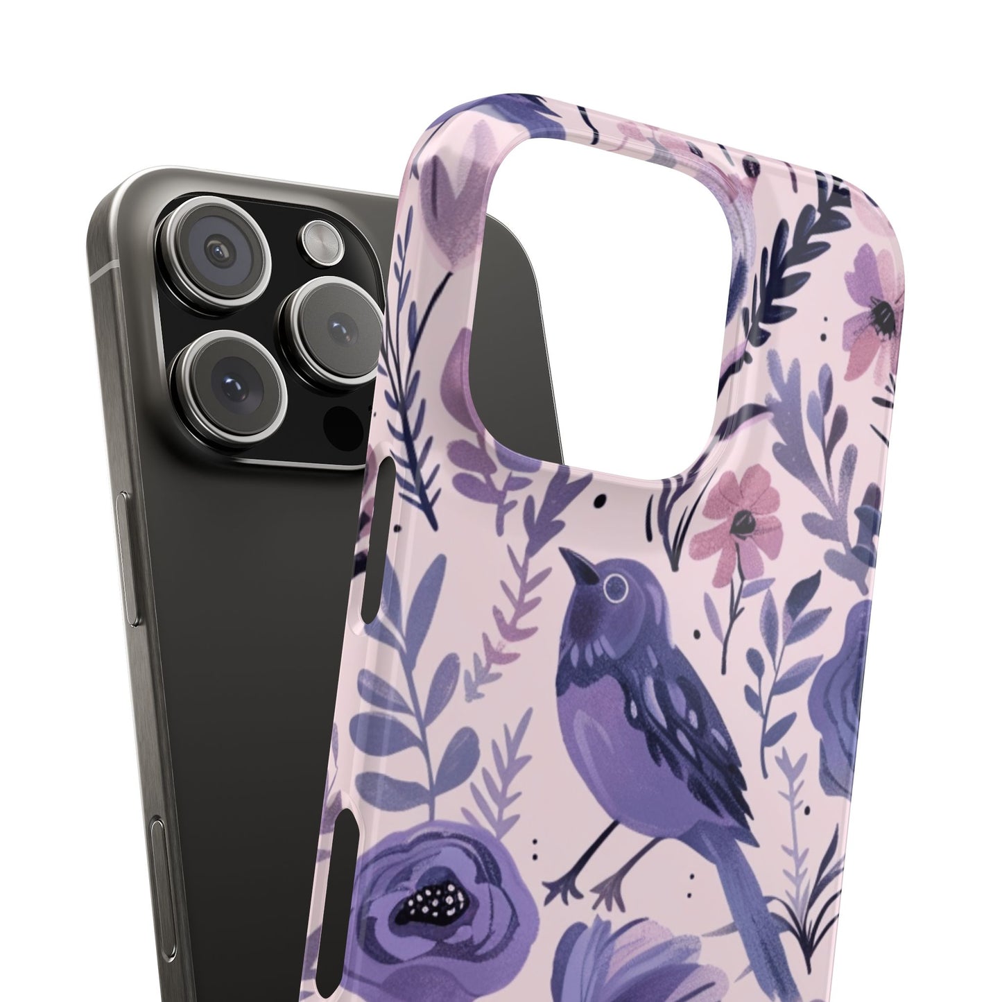 Floral Bird Slim Phone Case, Elegant Phone Cover, Cute Gift for Bird Lovers, Spring Vibes, Nature-Inspired