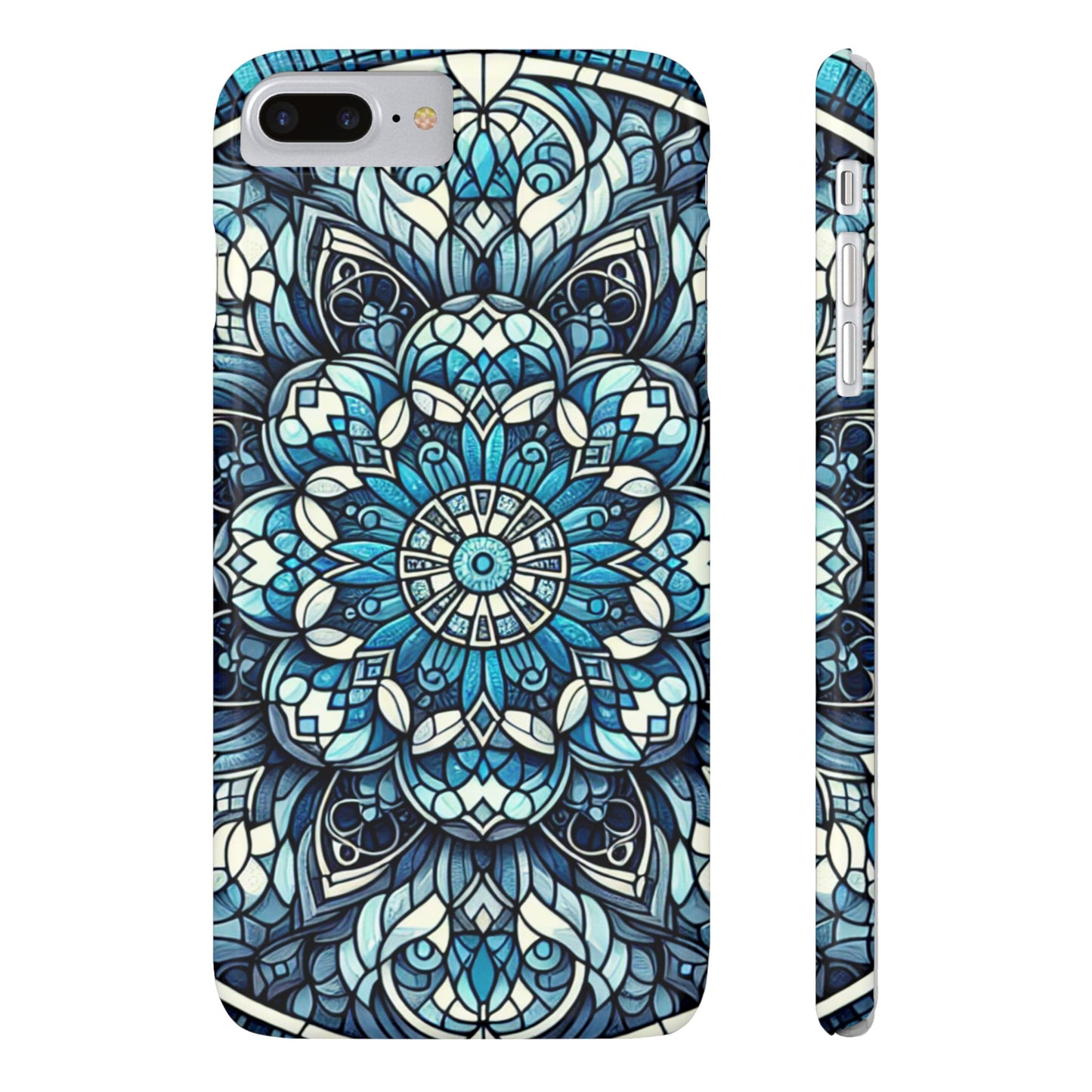 Decorative Slim Phone Case - Blue Mandala Design, Gift for Her, Phone Accessories, Boho Style, Unique Cell Phone Cover, Trendy Tech