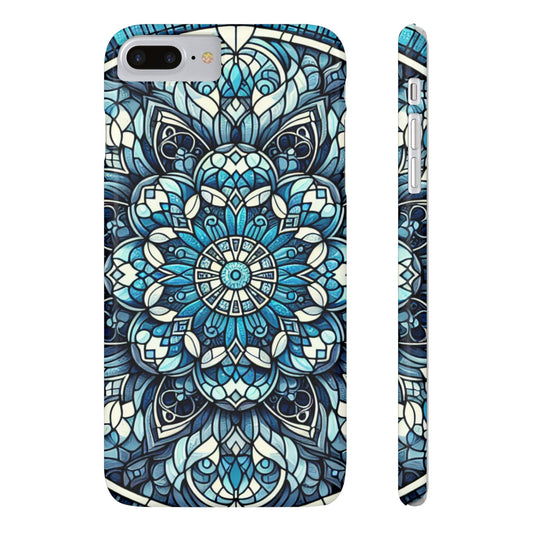 Decorative Slim Phone Case - Blue Mandala Design, Gift for Her, Phone Accessories, Boho Style, Unique Cell Phone Cover, Trendy Tech