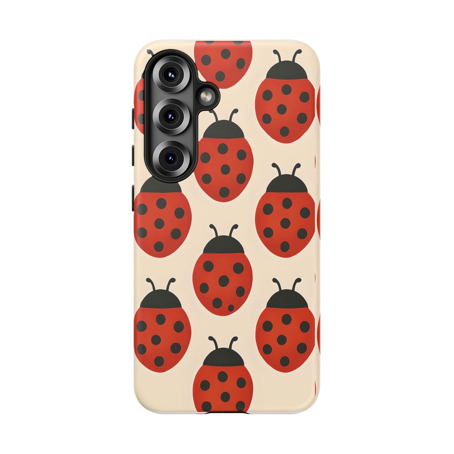 Cute Ladybug Tough Phone Case - Red and Black Insect Pattern, Nature-Inspired Design, Compatible with iPhone, Galaxy, and Google Phones