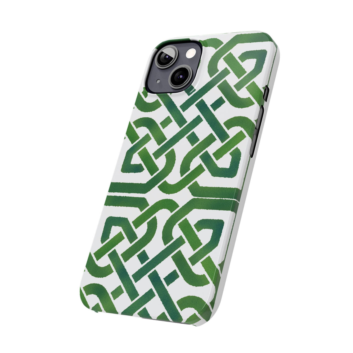 Celtic Knot Slim Phone Case, Irish Pattern Phone Cover, Green Heritage Art Style Compatible with iPhone 17, 16, 15, 14, 13, 12, 11