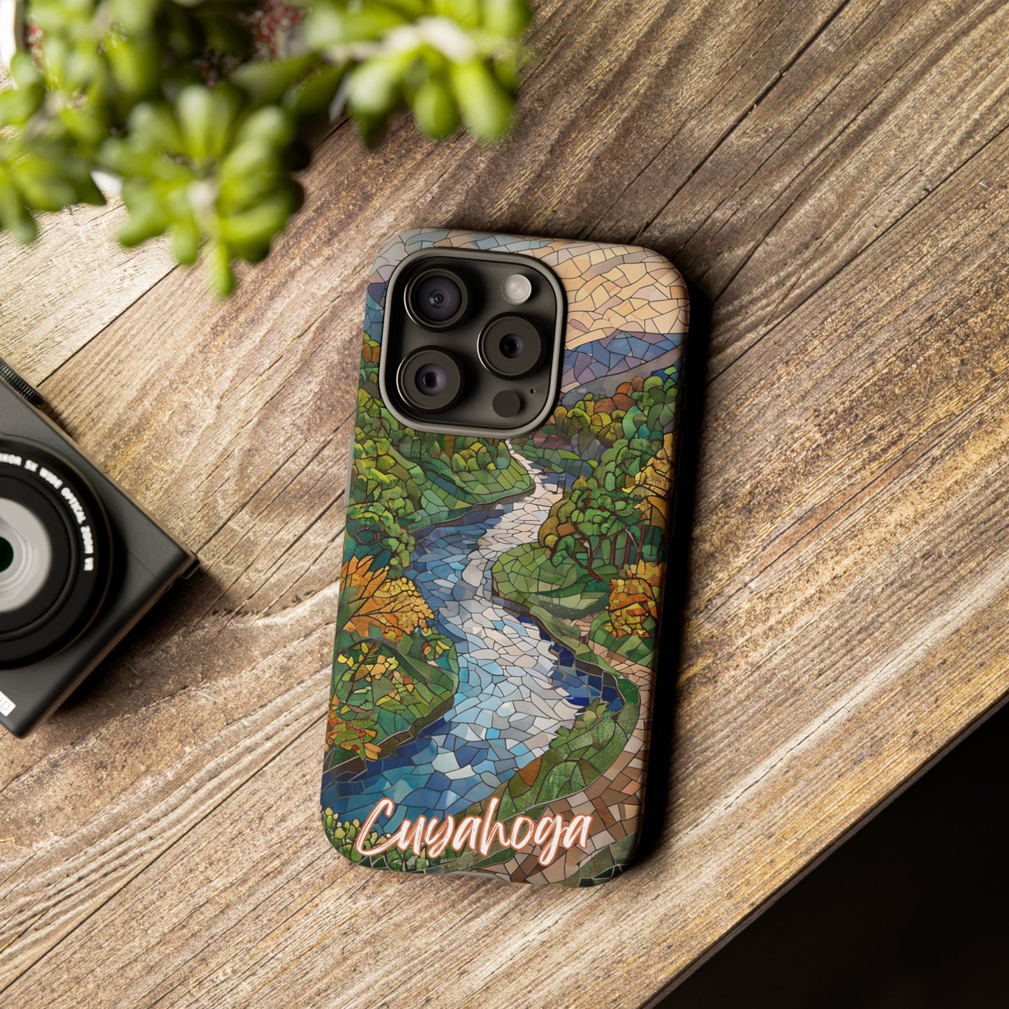 Cuyahoga Valley Mosaic Tough Phone Case - Midwest Forest Art, Scenic Nature Aesthetic, Compatible with iPhone, Galaxy, and Google Phones