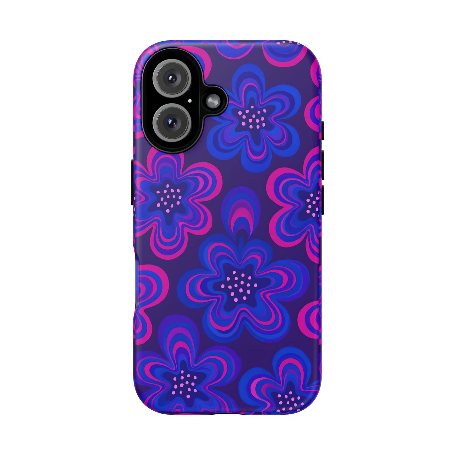 Retro Swirl Flower Tough Phone Case - Groovy Psychedelic Floral Pattern, Funky Vintage Aesthetic, Compatible with iPhone, Galaxy, and Google