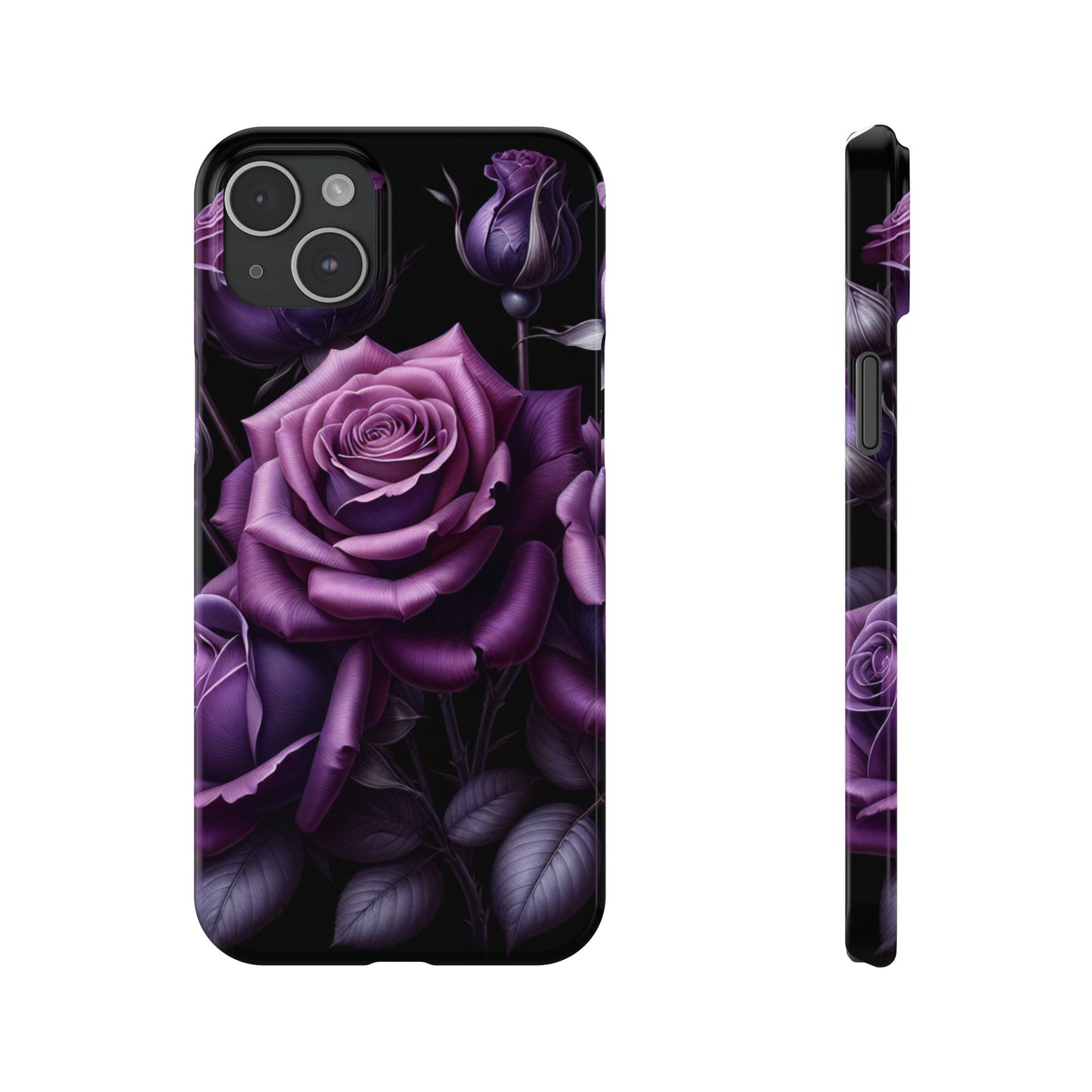 Purple Rose Slim Phone Cases, Floral Phone Cover, Elegant Smartphone Case, Gift for Her, Mother's Day Accessories