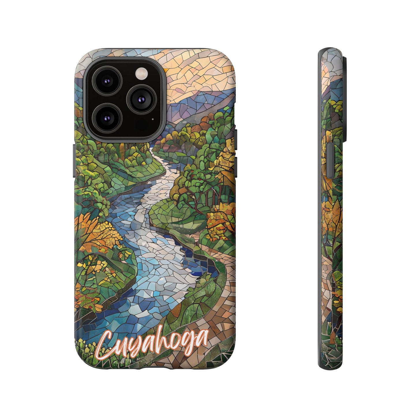 Cuyahoga Valley Mosaic Tough Phone Case - Midwest Forest Art, Scenic Nature Aesthetic, Compatible with iPhone, Galaxy, and Google Phones