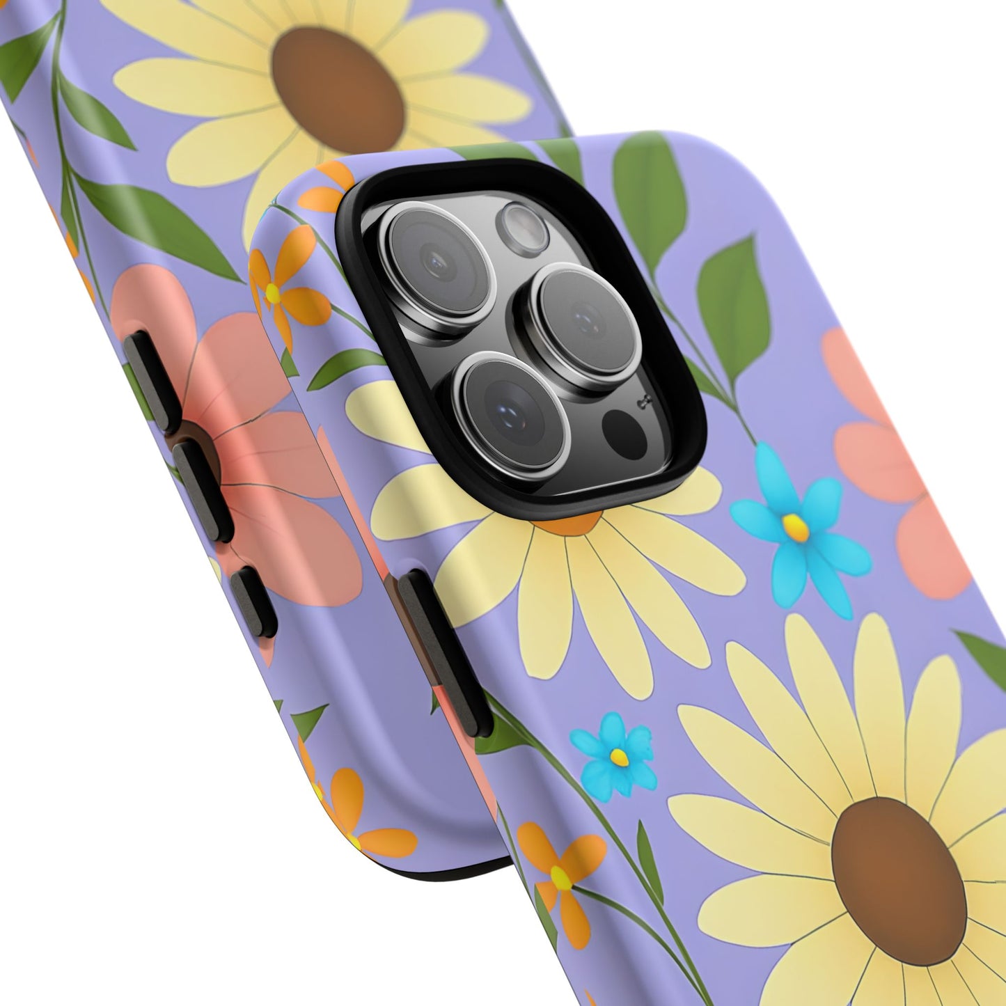 Minimal Daisy Flower Tough Phone Case - Retro Coquette Floral Print, Cute Soft Aesthetic, Compatible with iPhone, Galaxy, and Google Phones