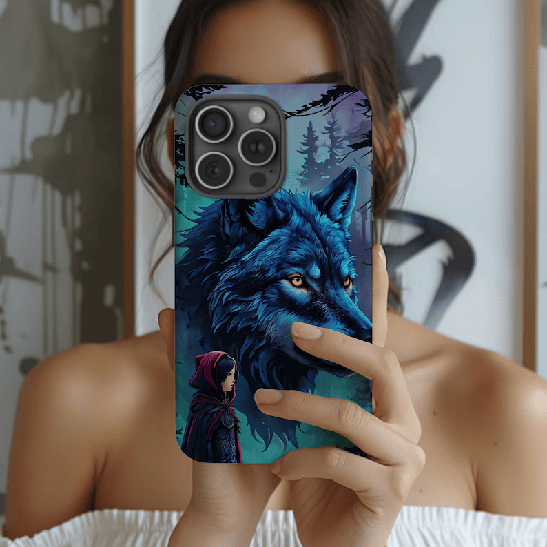 Little Red Riding Hood Wolf Phone Case - Fairytale Halloween Tough Case, Forest Witchcore Aesthetic, Compatible with iPhone, Galaxy, Google