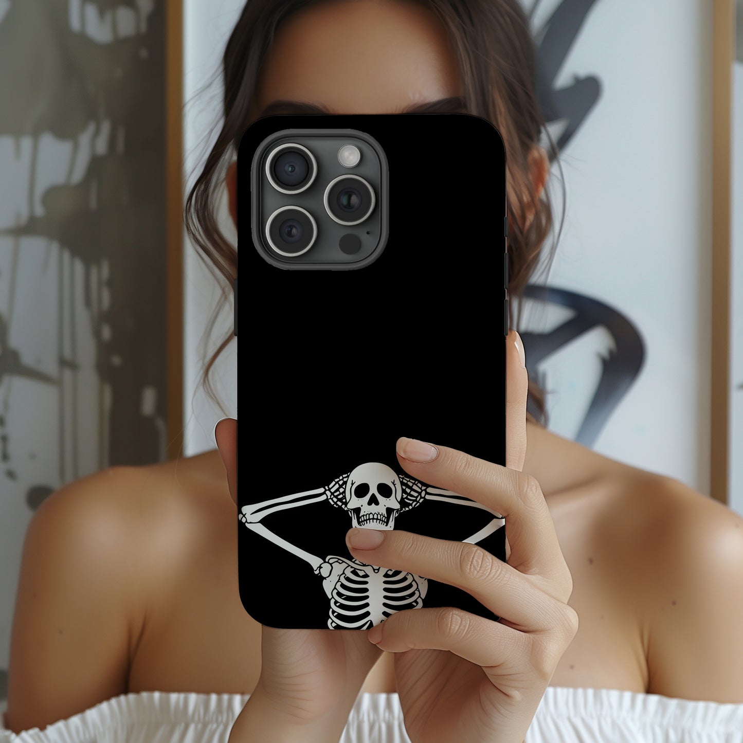 Skeleton Halloween Phone Case Coquette - Creepy Cute Gift for Her, Goth Coquette Spooky Tough Case,  Compatible with iPhone, Galaxy, Google