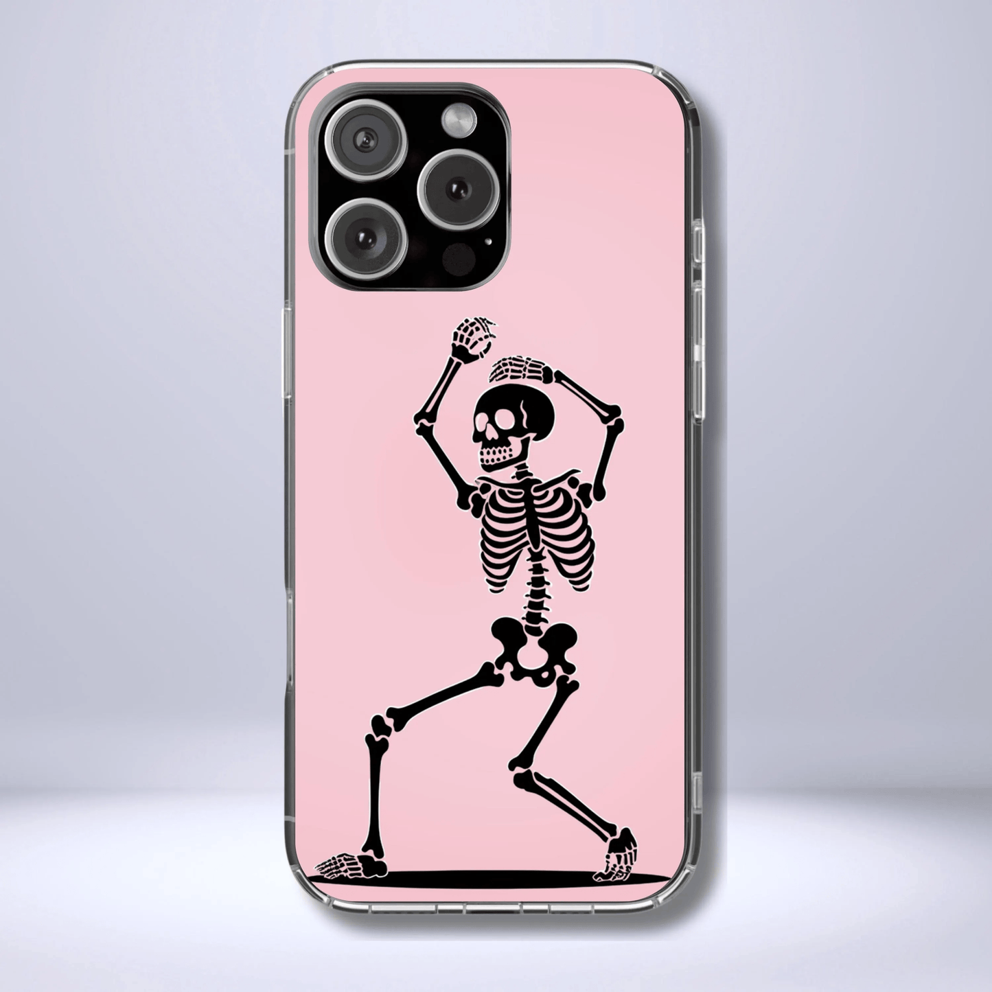 Dancing Skeleton Tough Phone Case - Coquette Halloween Aesthetic, Creepy Cute Pink Style, Compatible with iPhone, Galaxy, and Google Phones