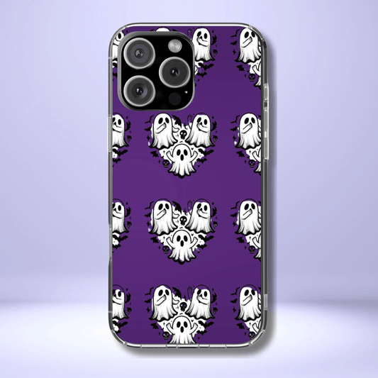 Cute Ghost Heart Tough Phone Case  - Creepy Cute Spooky Heart Print, Goth Coquette Aesthetic, Compatible with iPhone, Galaxy, Google iPhones