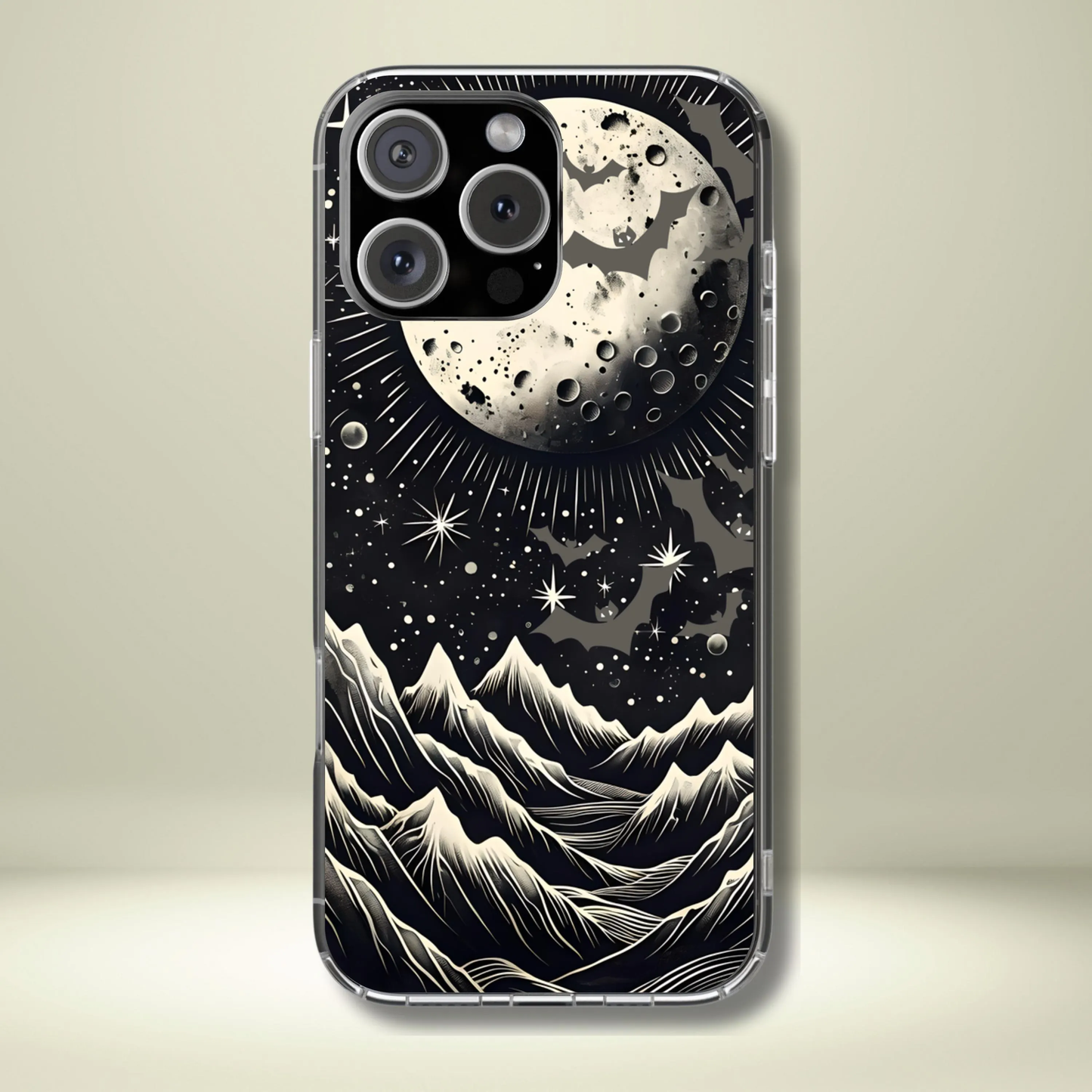 Vintage Halloween Night Sky Phone Case - Spooky Mountain Moon Scene, Celestial Goth Aesthetic, Compatible with iPhone, Galaxy, Google Phones