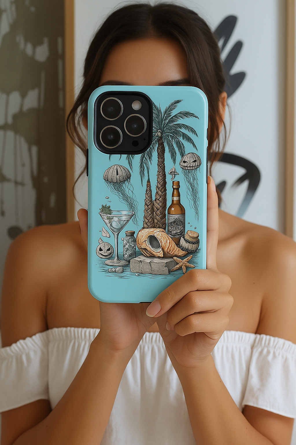 Summerween Phone Case, Halloween Beach Phone Cover, Spooky Tropical Phone Case, Pumpkin Jellyfish Phone Cover, Goth Cute Coastal Aesthetic