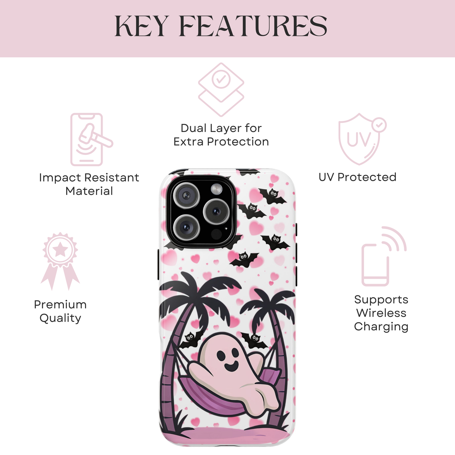 Summerween Phone Case, Coquette Ghost Phone Case, Funny Spooky Cute Case, Pink Halloween Aesthetic, Beachy Spooky Vibe Gift