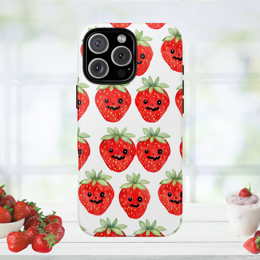 Summerween Strawberry Phone Case, Coquette Ghost Phone Case, Funny Cute Creepy Fruit Case, Halloween Aesthetic with Kawaii Beach Vibes Gift