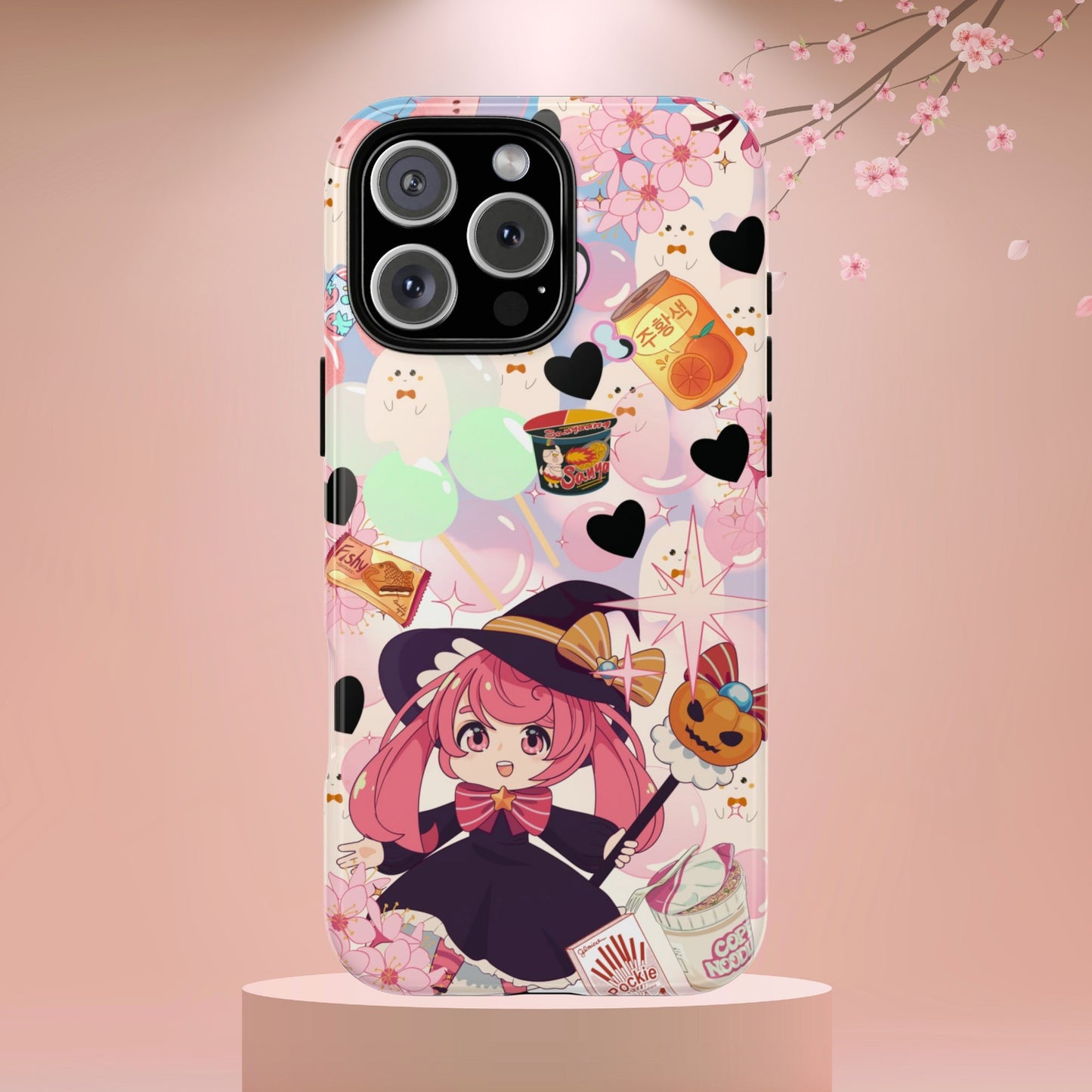 Anime Halloween Phone Case, Kawaii Witch Phone Cover, Cute Spooky Ghost iPhone, Galaxy,  Pixel Case, Pastel Coquette Fall Gift