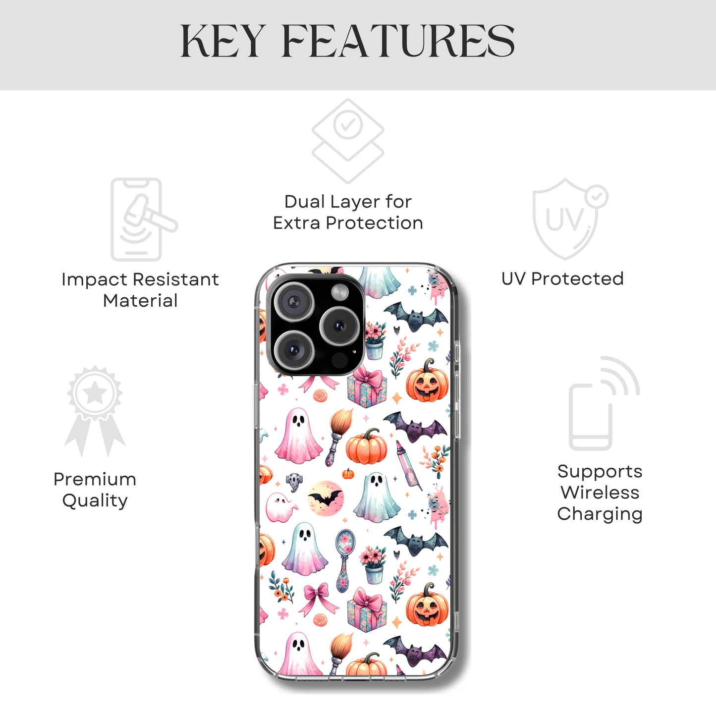 Summerween Ghost Phone Case, Coquette Ghost Phone Case, Funny Spooky Cute Case, Kawaii Halloween Aesthetic Case, Beachy Spooky Vibe Gift