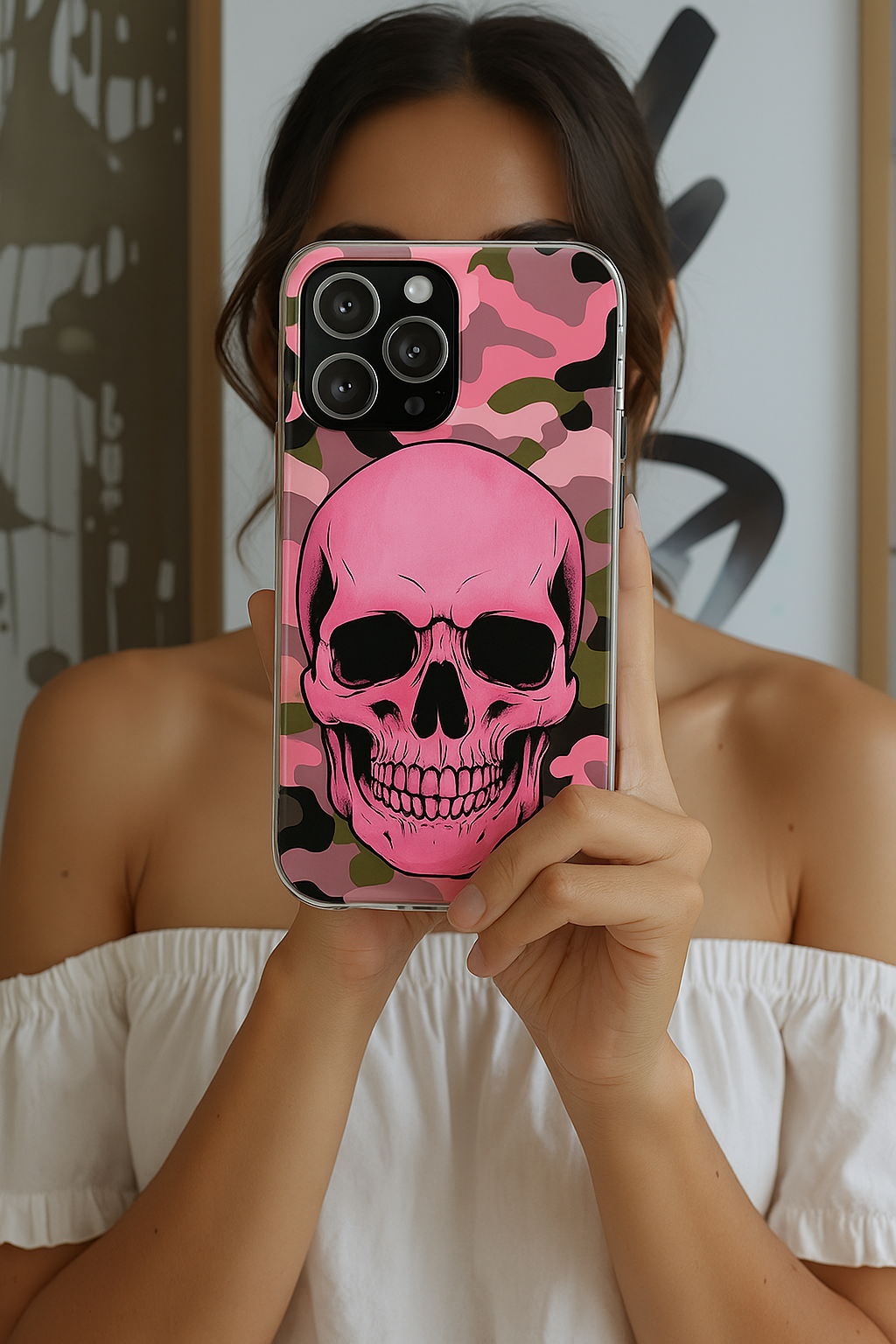 Skeleton Lovers Tough Phone Case - Pink Spooky Style, Pastel Goth Aesthetic, Compatible with iPhone, Galaxy, and Google Phones
