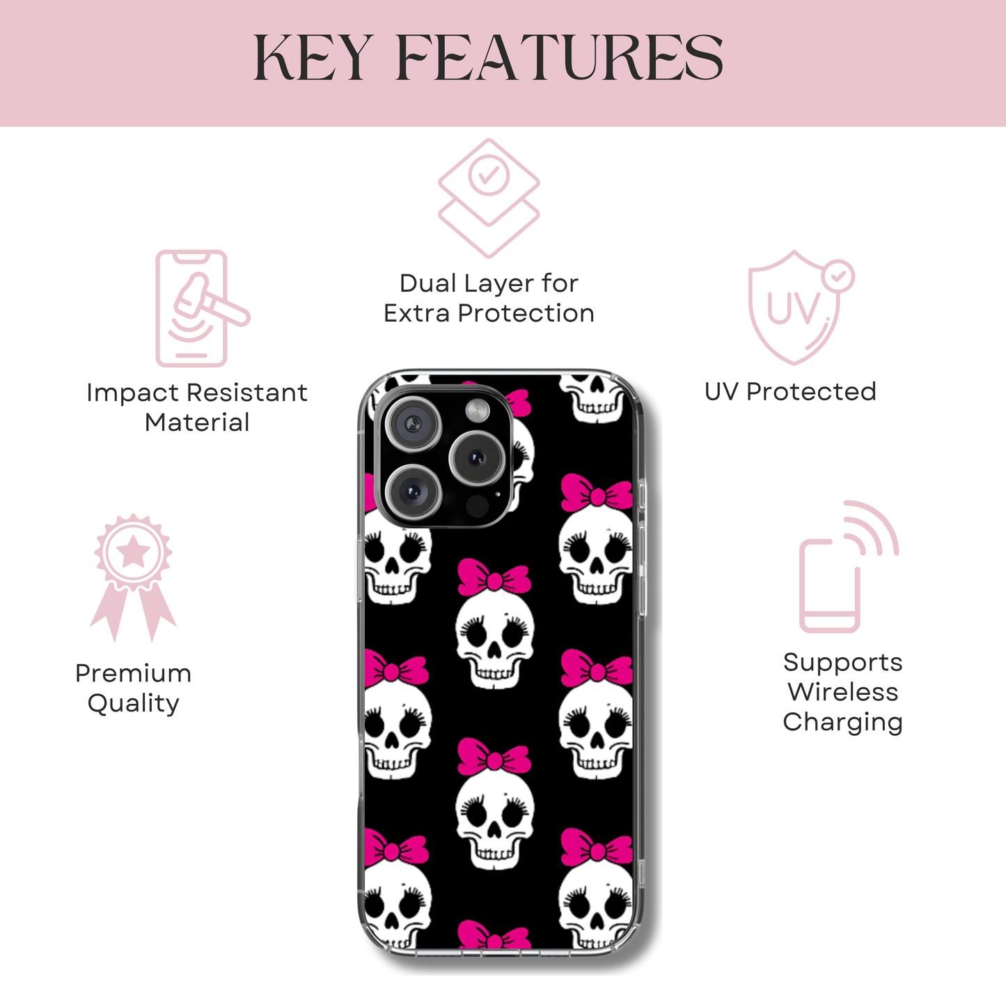 Halloween Tough Phone Case - Creepy Cute Style, Goth Coquette Aesthetic, Compatible with iPhone, Galaxy, and Google Phones