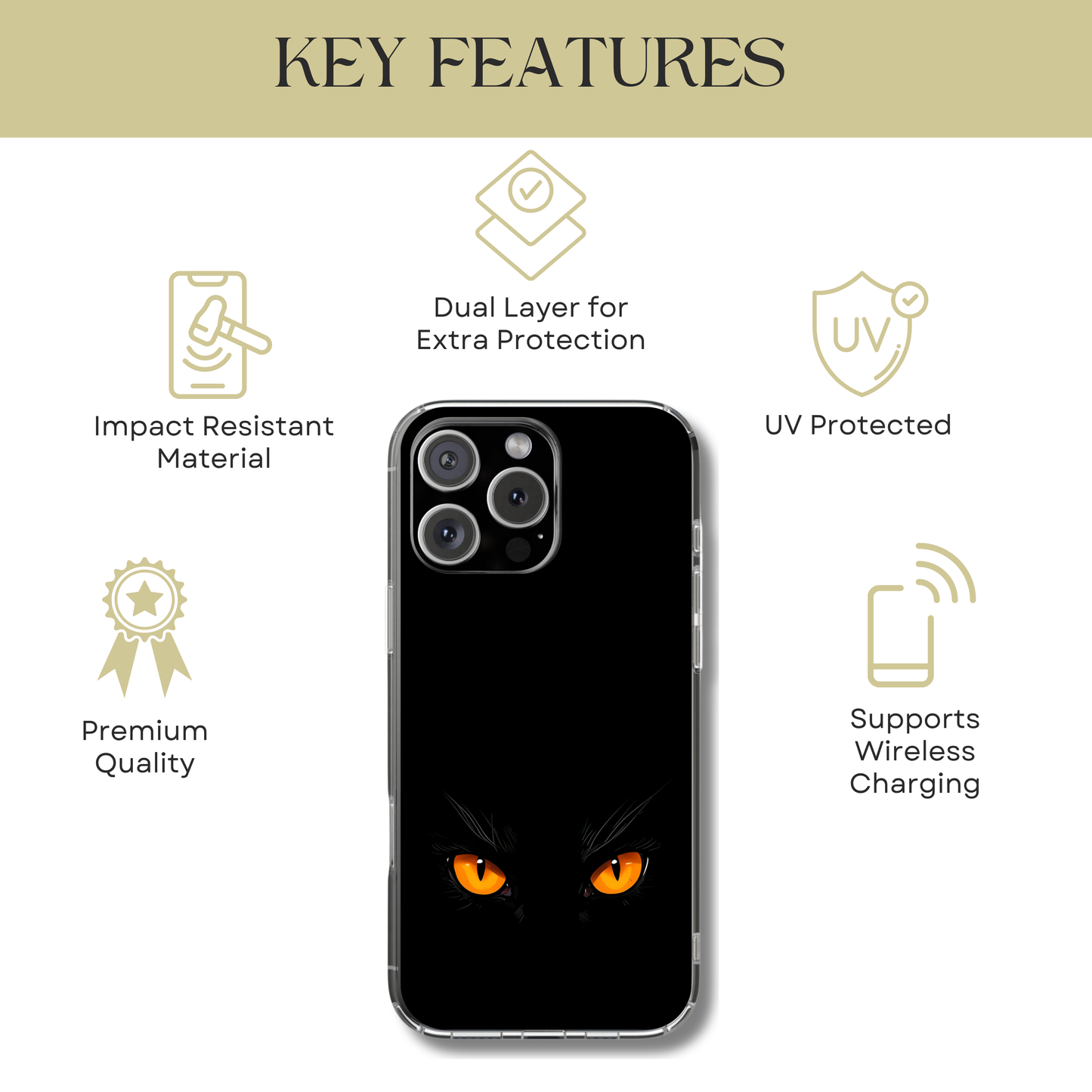 Black Cat Tough Phone Case - Gothic Halloween Aesthetic, Subtle Spookycore Aesthetic, Compatible with iPhone, Galaxy, and Google Phones