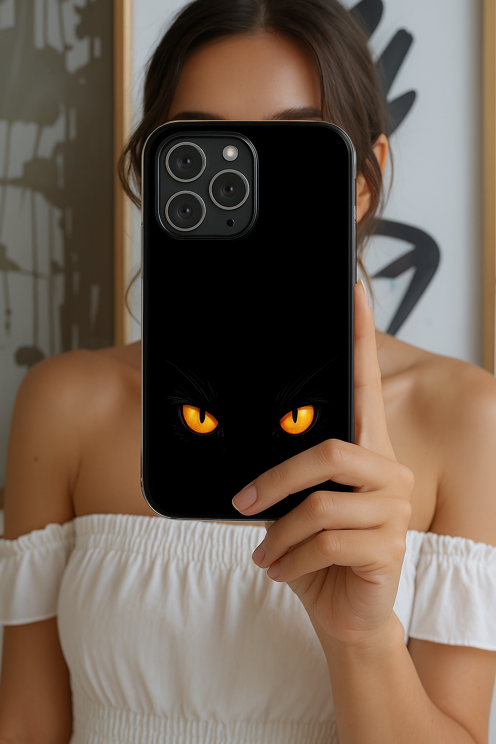Black Cat Tough Phone Case - Gothic Halloween Aesthetic, Subtle Spookycore Aesthetic, Compatible with iPhone, Galaxy, and Google Phones