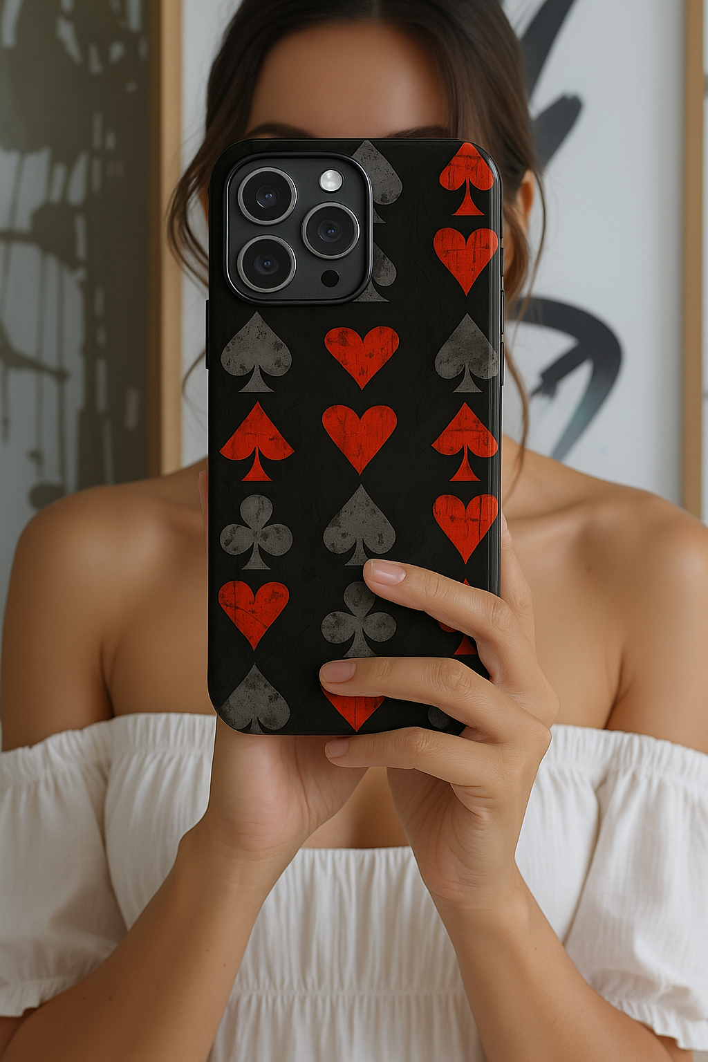Dark Wonderland Suits Tough Phone Case Gothic Alicecore Aesthetic, Coquette Horror Style, Compatible with iPhone, Galaxy, and Google Phones