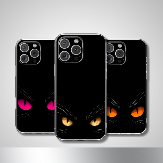 Black Cat Eyes Halloween Phone Case - Creepy Cute Gift for Her - Goth Coquette Spooky Tough Case - Compatible with iPhone, Galaxy, Google