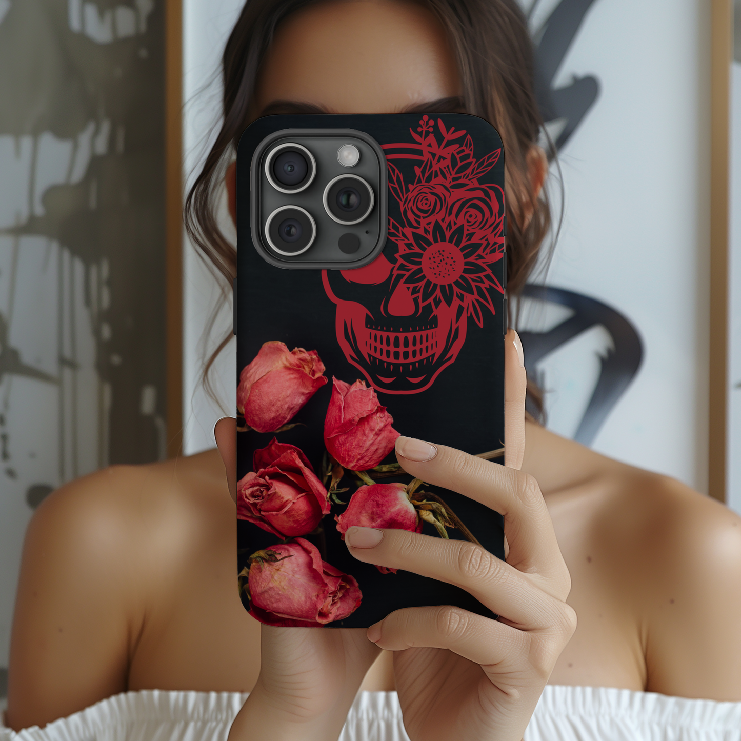 Dead Rose Phone Case - Gothic Floral Aesthetic Cover - Goth Halloween Gift - Compatible with iPhone, Galaxy, Google Phones
