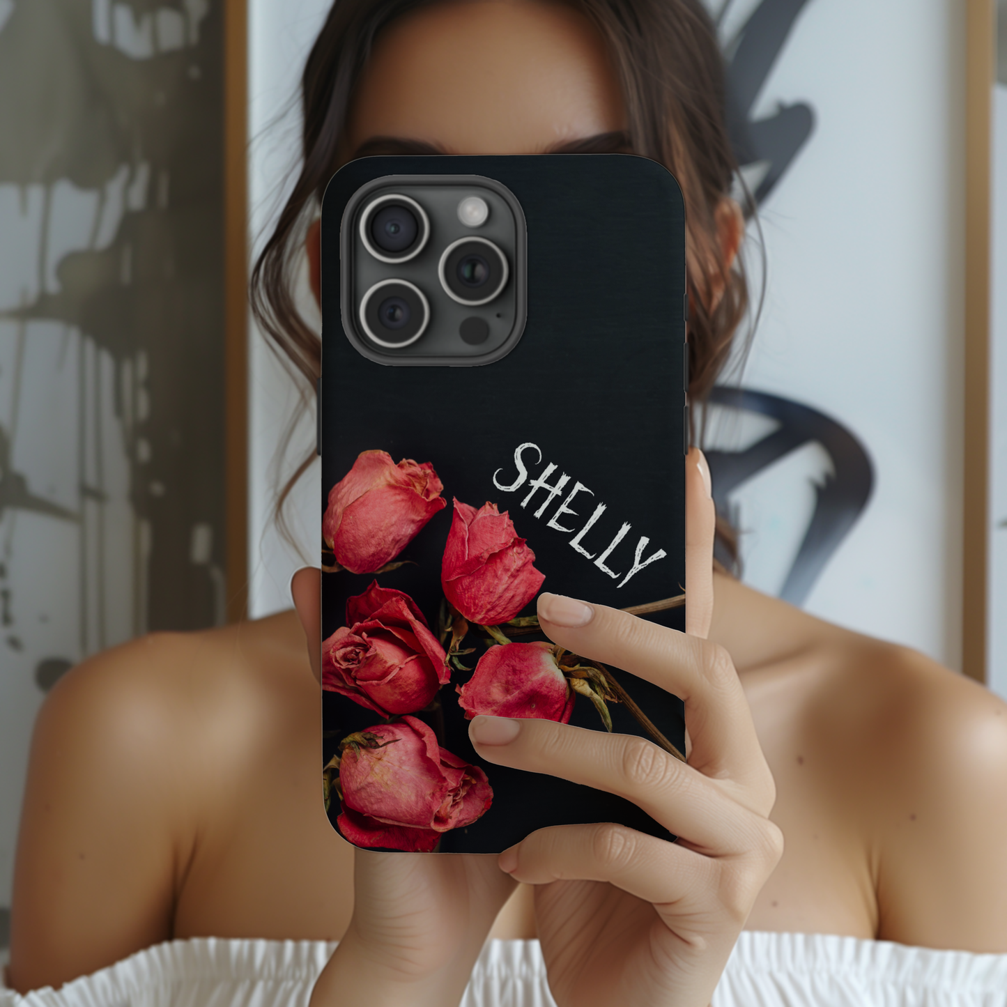 Personalized Dead Rose Phone Case, Gothic Floral Aesthetic Cover,  Custom Goth Halloween Gift, Compatible with iPhone, Galaxy, Google Phones
