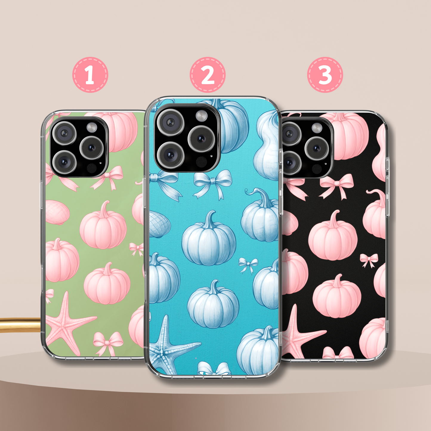 Pastel Pumpkin Tough Phone Case - Cute Bow Aesthetic, Soft Halloween Style, Compatible with iPhone, Galaxy, and Google Phones