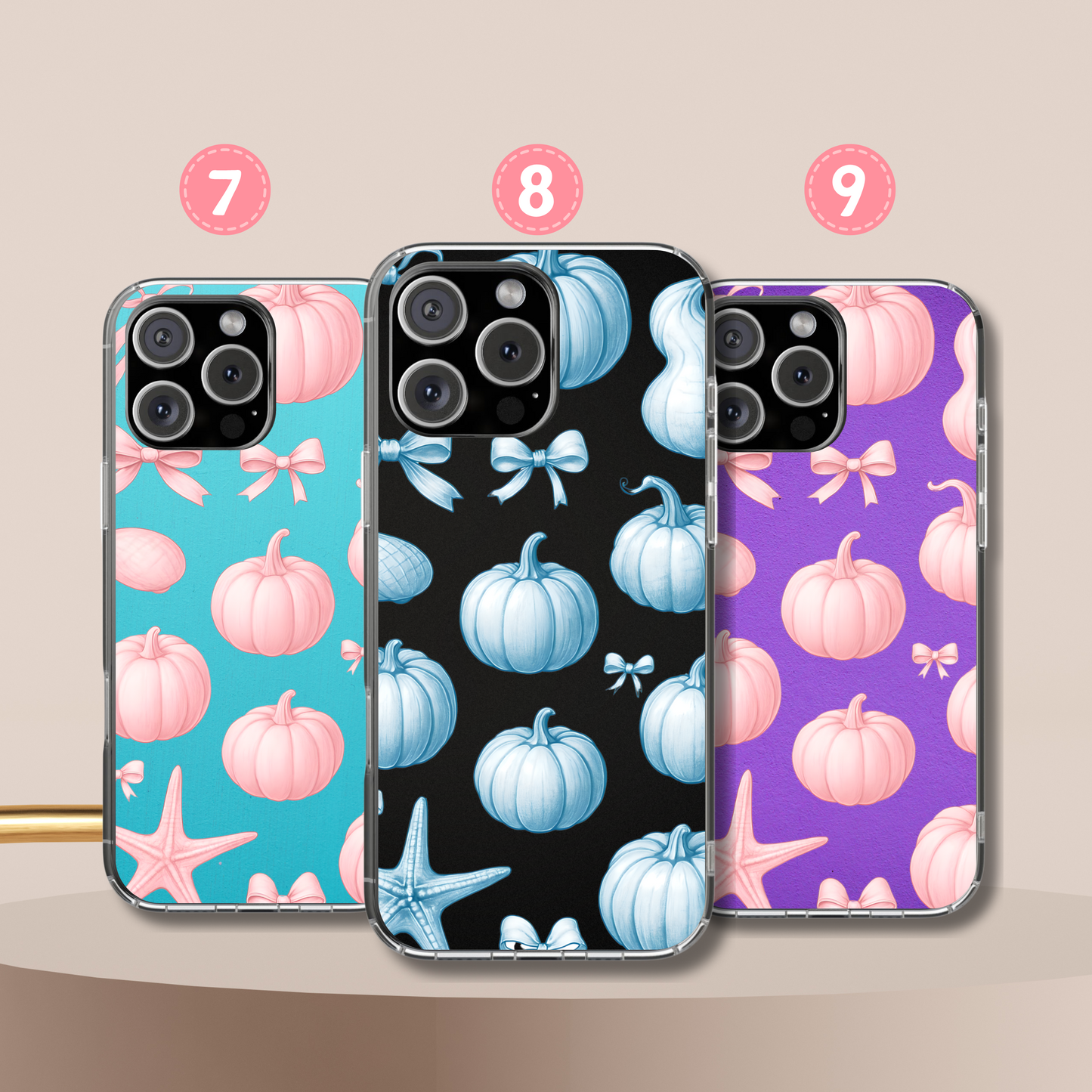 Pastel Pumpkin Tough Phone Case - Cute Bow Aesthetic, Soft Halloween Style, Compatible with iPhone, Galaxy, and Google Phones