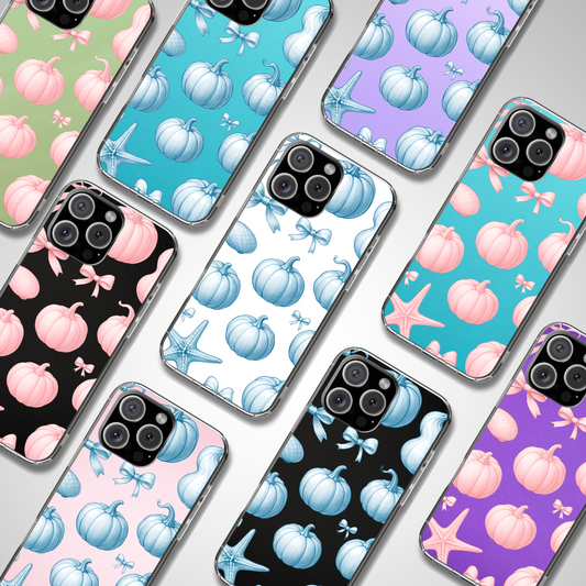 Pastel Pumpkin Tough Phone Case - Cute Bow Aesthetic, Soft Halloween Style, Compatible with iPhone, Galaxy, and Google Phones