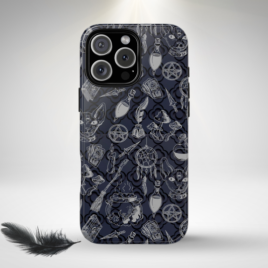 Witchy Phone Case, Black Cat Potion Bottle, Cauldron Pentagram Design for iPhone, Galaxy, Google Pixel Goth Witchcore Aesthetic, Spooky Gift