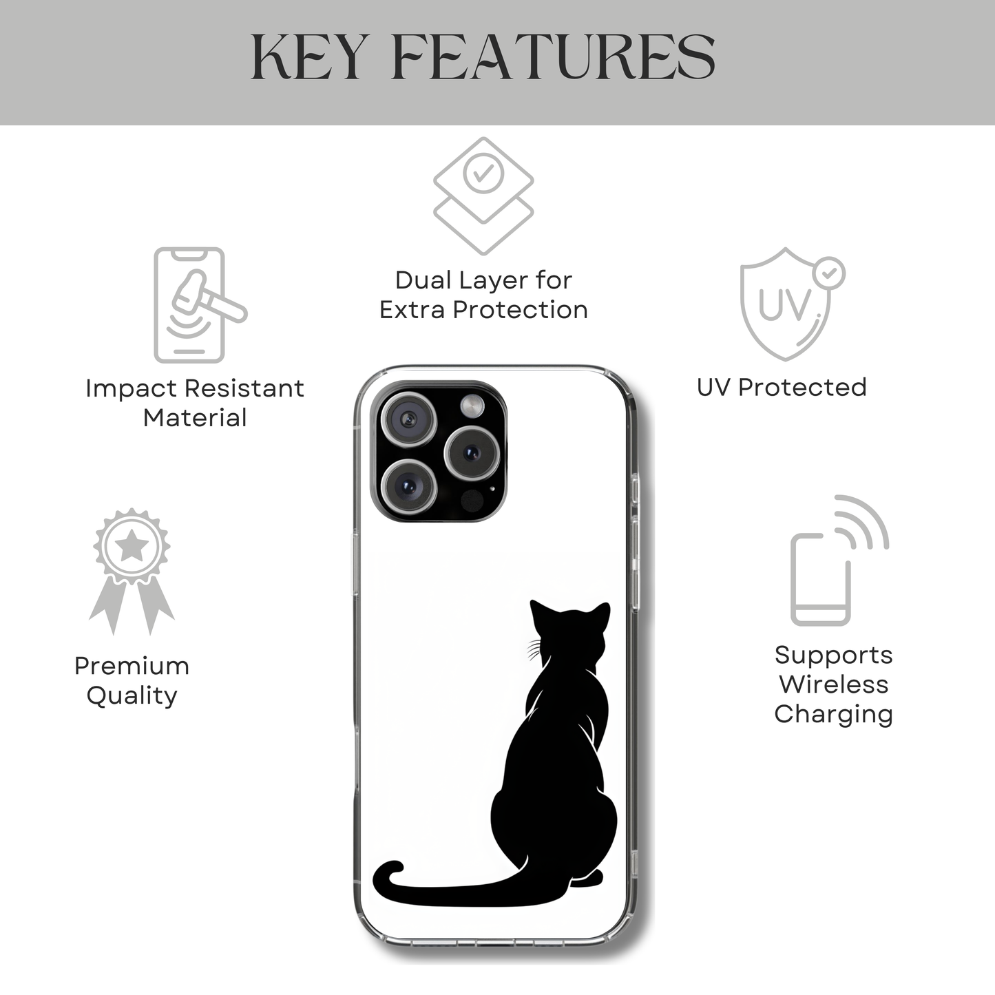 Black Cat Halloween Phone Case Coquette - Creepy Cute Gift for Her, Goth Coquette Spooky Tough Case, Compatible with iPhone, Galaxy, Google