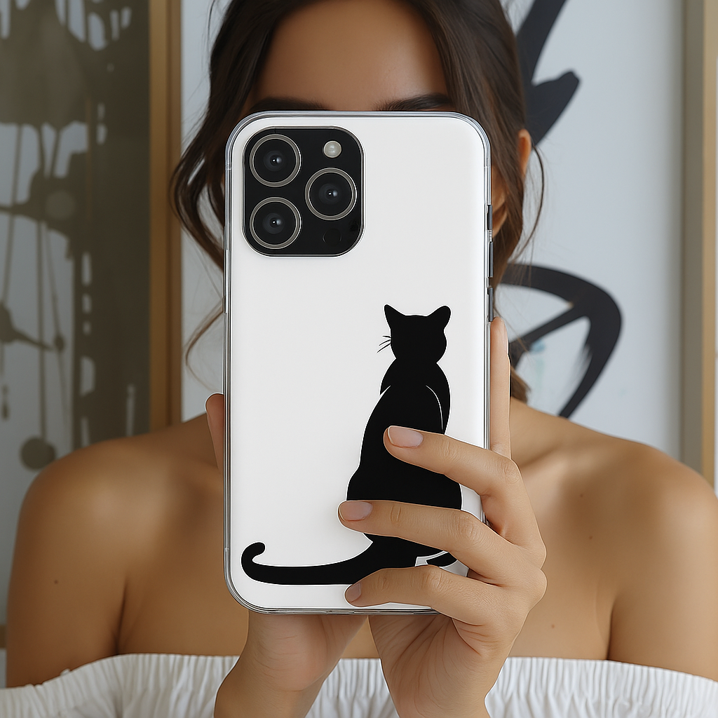 Black Cat Halloween Phone Case Coquette - Creepy Cute Gift for Her, Goth Coquette Spooky Tough Case, Compatible with iPhone, Galaxy, Google
