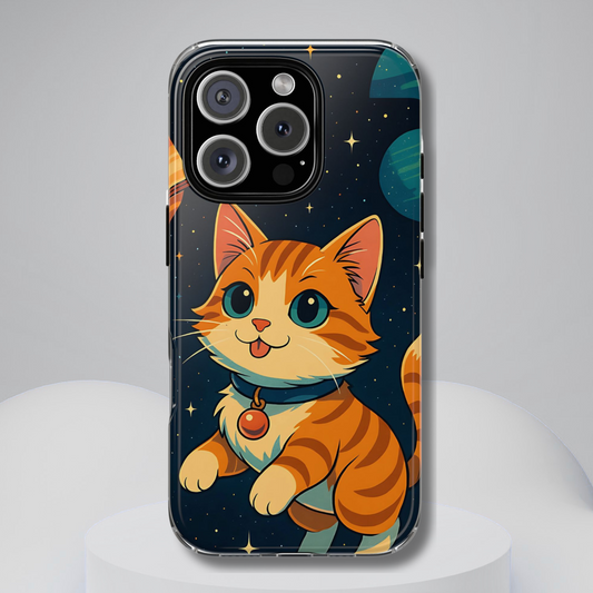 Galaxy Cat Tough Phone Case - Kawaii Space Explorer Anime Design, Cute Cosmic Aesthetic, Compatible with iPhone, Galaxy, and Google Phones