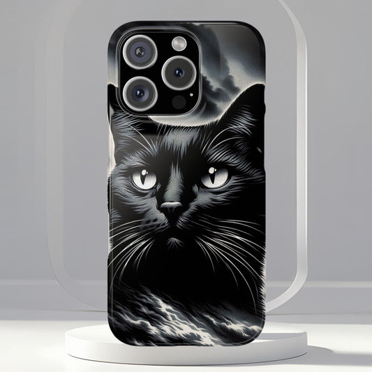 Black Cat Halloween Slim Case Coquette - Creepy Cute Gift for Her, Goth Coquette Spooky Tough Case, Compatible with iPhone, Galaxy, Google