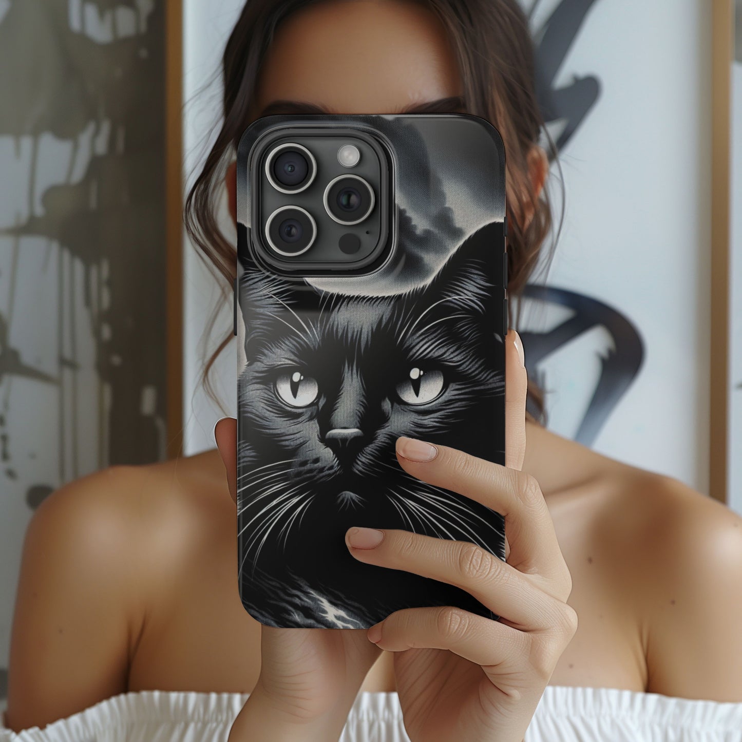 Black Cat Halloween Slim Case Coquette - Creepy Cute Gift for Her, Goth Coquette Spooky Tough Case, Compatible with iPhone, Galaxy, Google