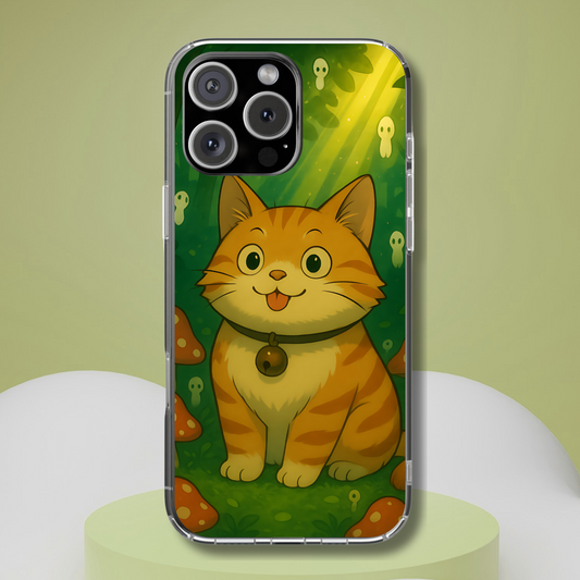 Forest Spirit Cat Tough Phone Case - Cottagecore Mushroom Aesthetic, Whimsical Nature Design, Compatible with iPhone, Galaxy, and Google
