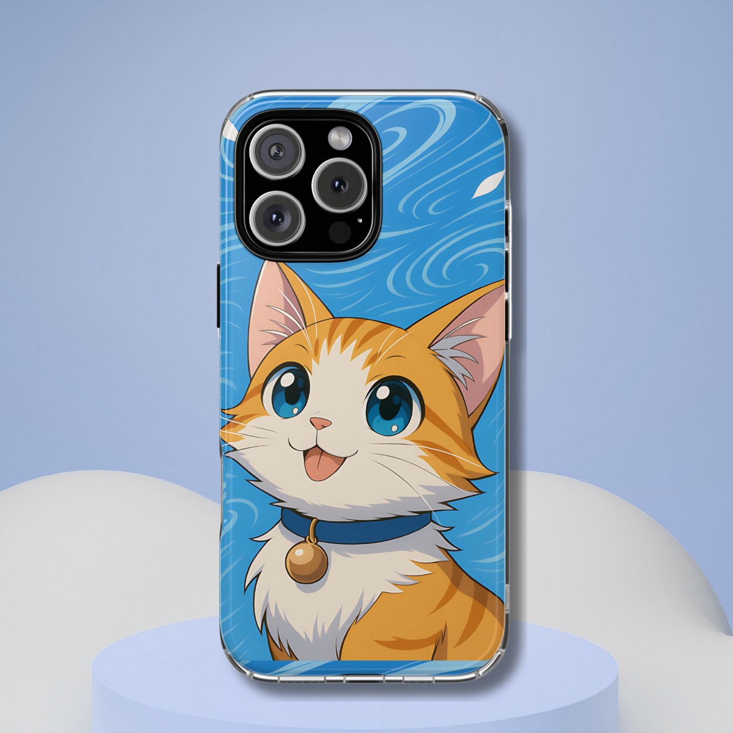 Air Cat Phone Case - Anime Elemental Spirit, Fantasy Wind Familiar Gift, Aesthetic Tough Phone Case Compatible with iPhone, Galaxy, Google