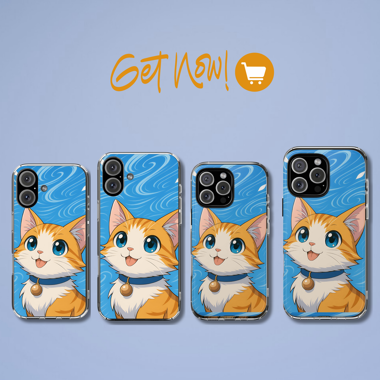 Air Cat Phone Case - Anime Elemental Spirit, Fantasy Wind Familiar Gift, Aesthetic Tough Phone Case Compatible with iPhone, Galaxy, Google