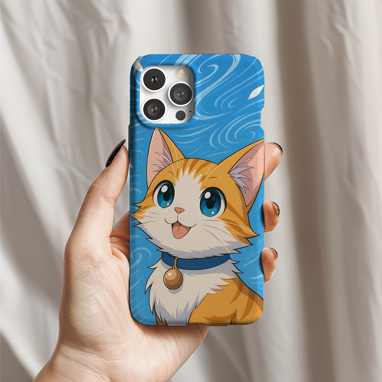 Air Cat Phone Case - Anime Elemental Spirit, Fantasy Wind Familiar Gift, Aesthetic Tough Phone Case Compatible with iPhone, Galaxy, Google