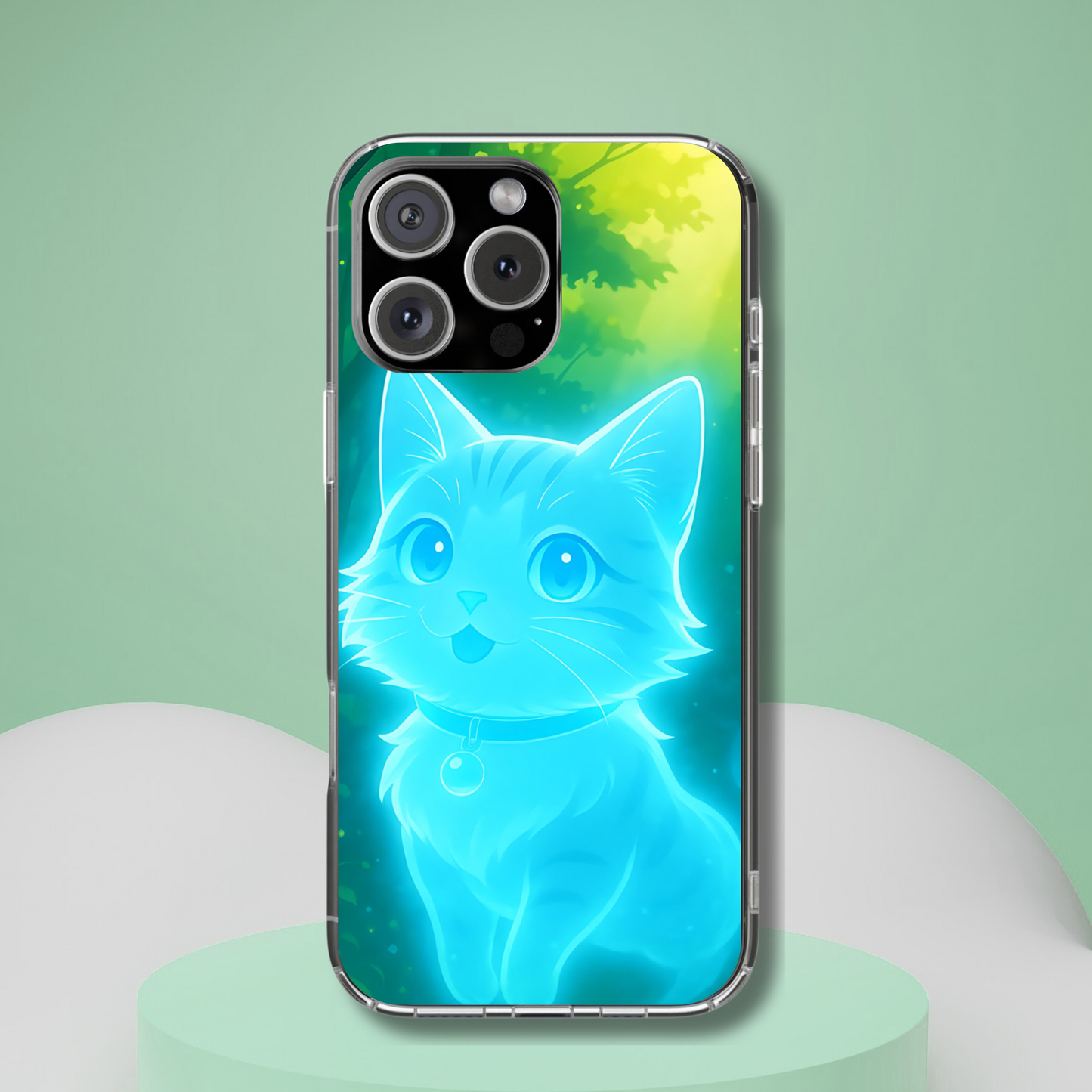 Spirit Cat Phone Case - Glowing Forest Guardian, Anime Familiar Gift, Mystical Aesthetic Design Compatible with iPhone, Galaxy, Google