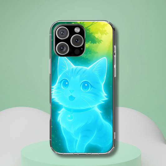 Spirit Cat Phone Case - Glowing Forest Guardian, Anime Familiar Gift, Mystical Aesthetic Design Compatible with iPhone, Galaxy, Google