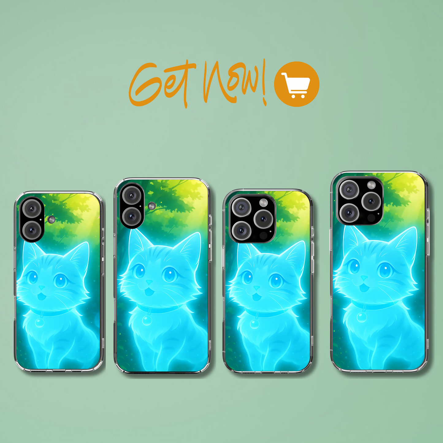 Spirit Cat Phone Case - Glowing Forest Guardian, Anime Familiar Gift, Mystical Aesthetic Design Compatible with iPhone, Galaxy, Google